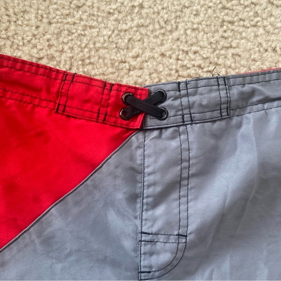 OP Boys Red, Gray & Black Swim Trunks Size Large 10/12 - Picture 2 of 5